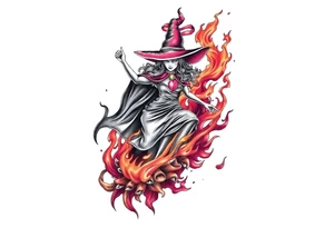 Witch in the flame tattoo idea