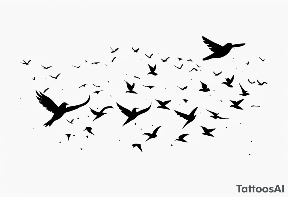 A flock of birds in flight tattoo idea