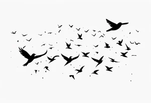 A flock of birds in flight tattoo idea