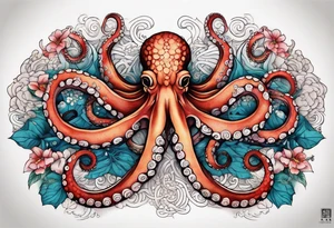 Octopus with tentacles around human lungs tattoo idea