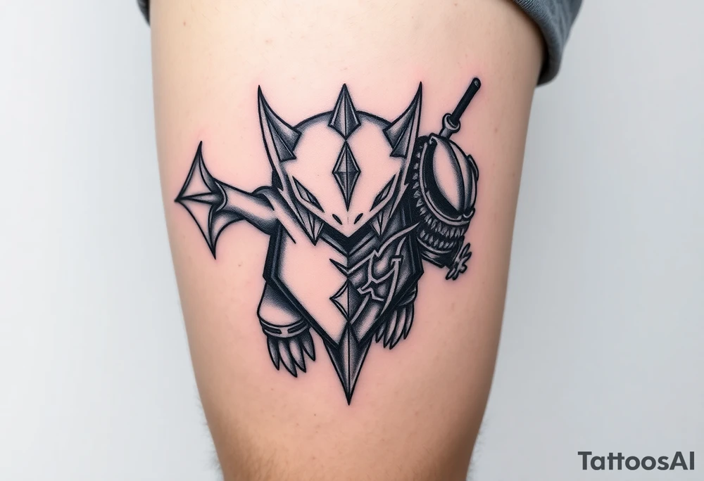 GENGAR FROM POKÉMON AND VENOM FROM MARVEL FUSION tattoo idea