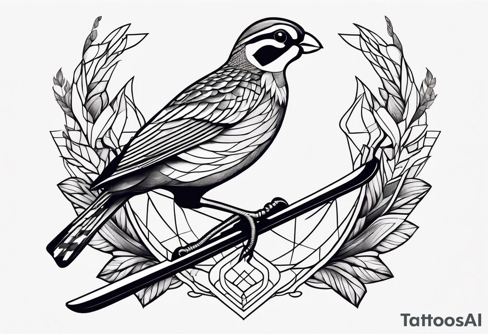 Partridge on skis with pit vipers minimalist tattoo idea