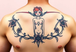 Naked women , front view , torso Only tattoo idea