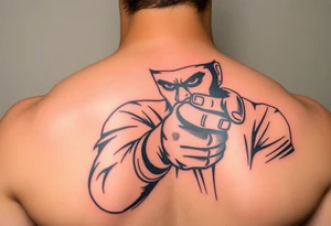 Thug character rob friend at gun point tattoo idea