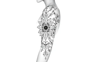 bold line shaman and witch style no flower tattoo idea