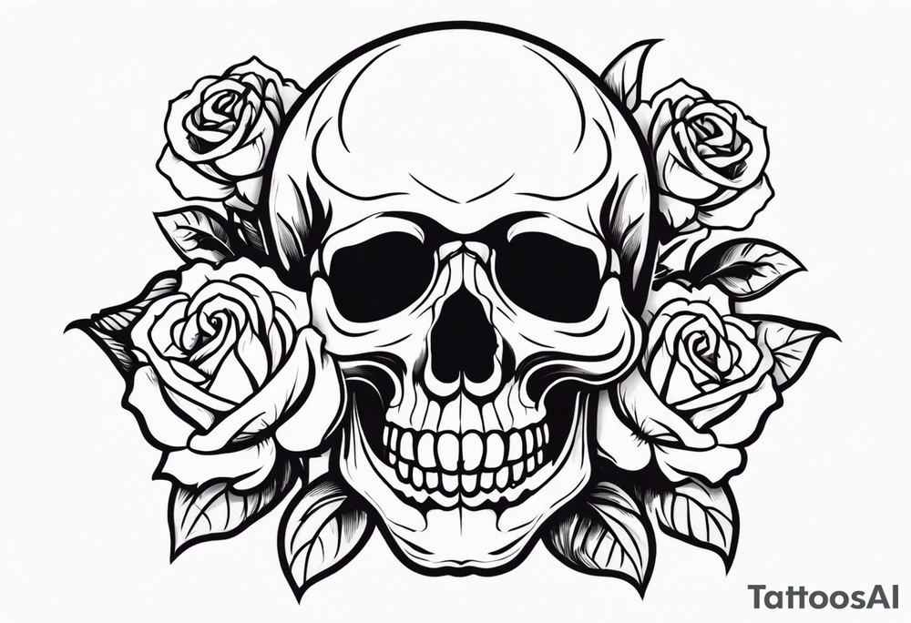 skull and roses tattoo idea