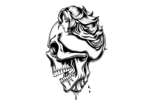 Lily Casablanca coming out of back of humanoid skull tattoo idea