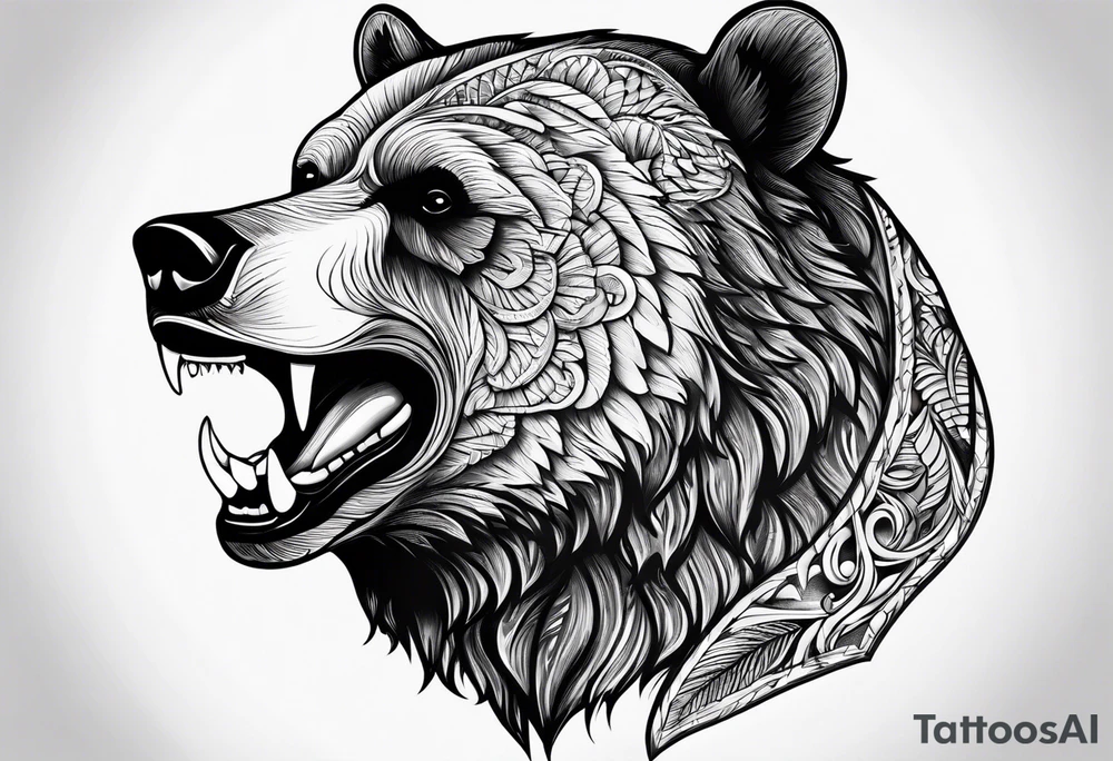 bear showing teeth tattoo idea