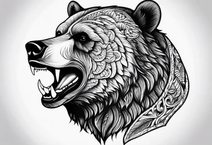 bear showing teeth tattoo idea