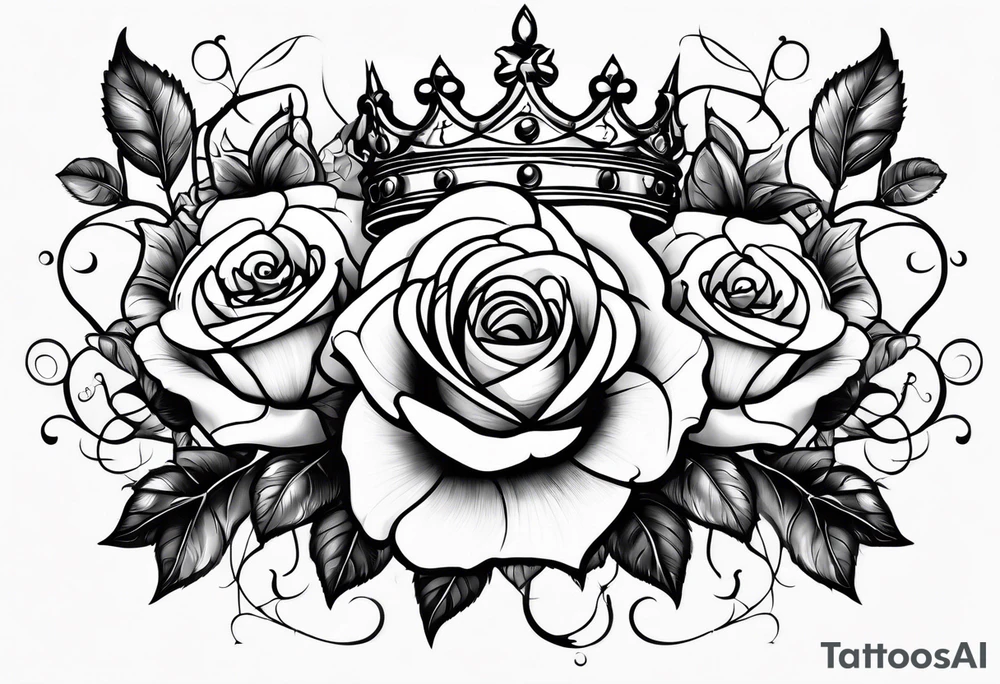 crown of yellow roses tattoo idea