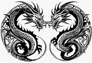 two dragons meeting to create yin yang tattoo idea