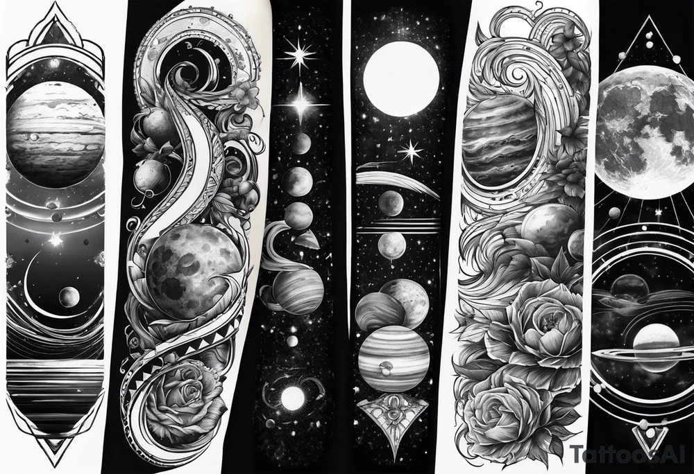 solar system spine tattoo idea