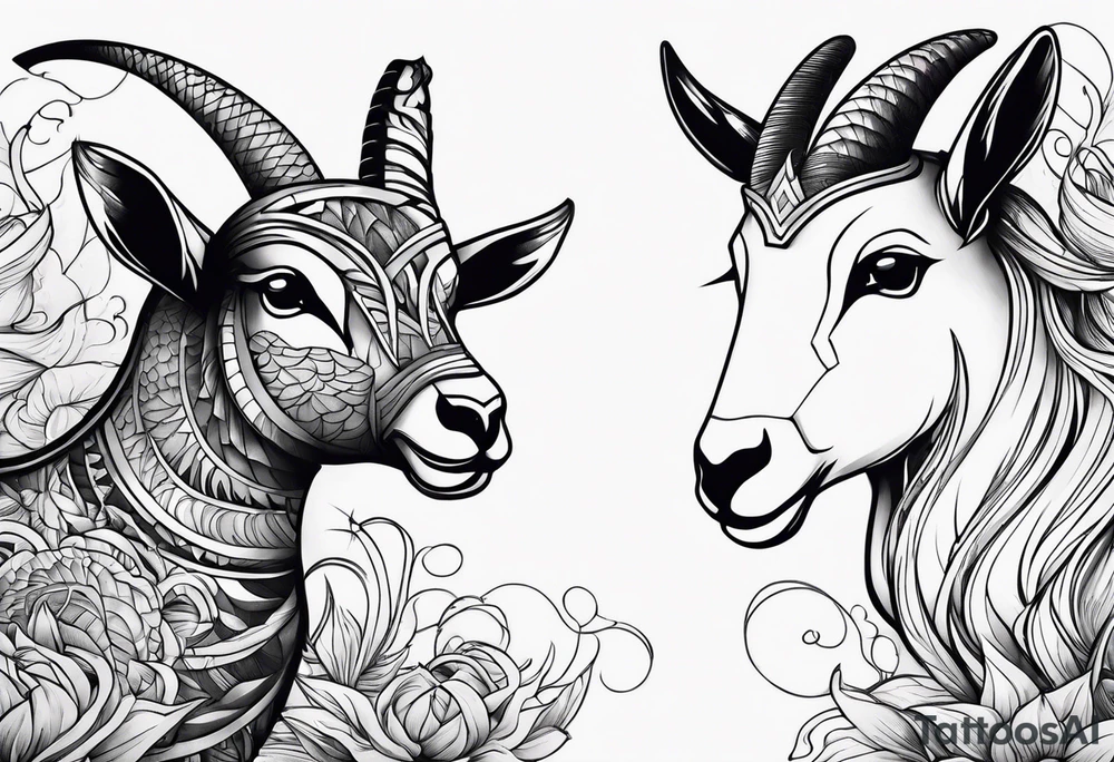 fish and goat tattoo idea