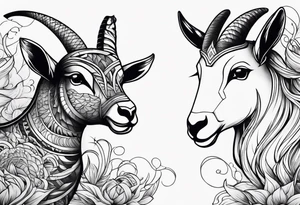 fish and goat tattoo idea