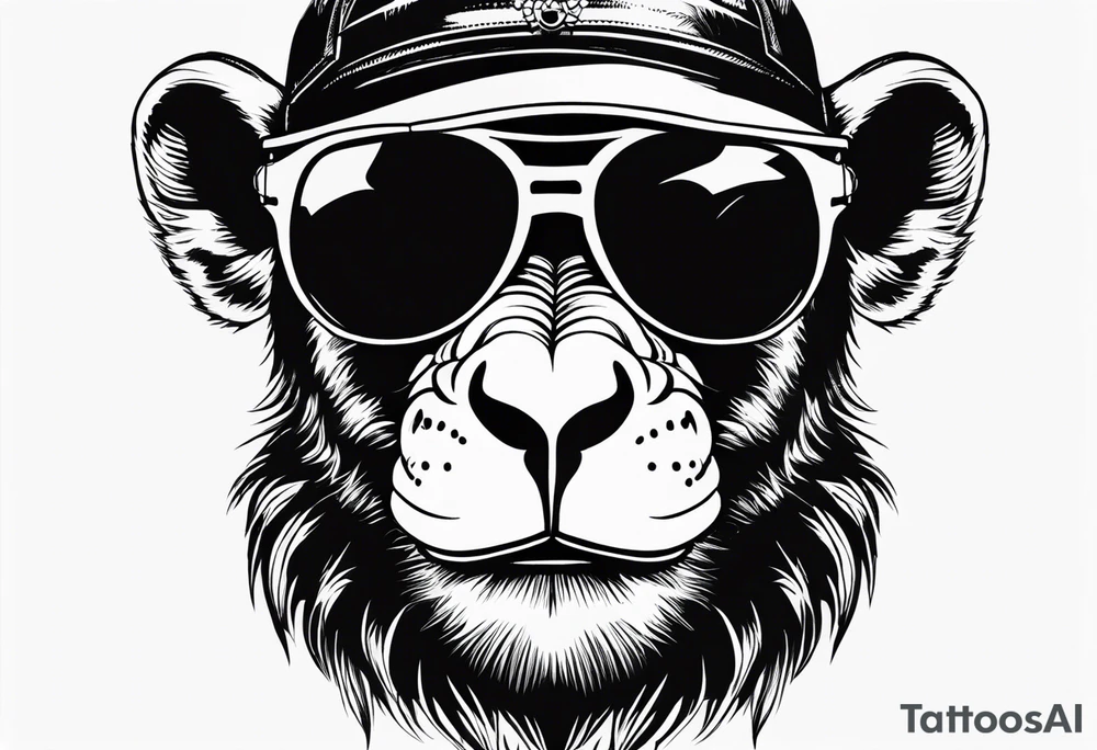 A cool free spirit female monkey with a crown and aviator shades tattoo idea