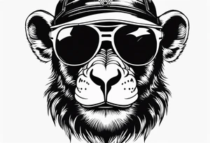 A cool free spirit female monkey with a crown and aviator shades tattoo idea