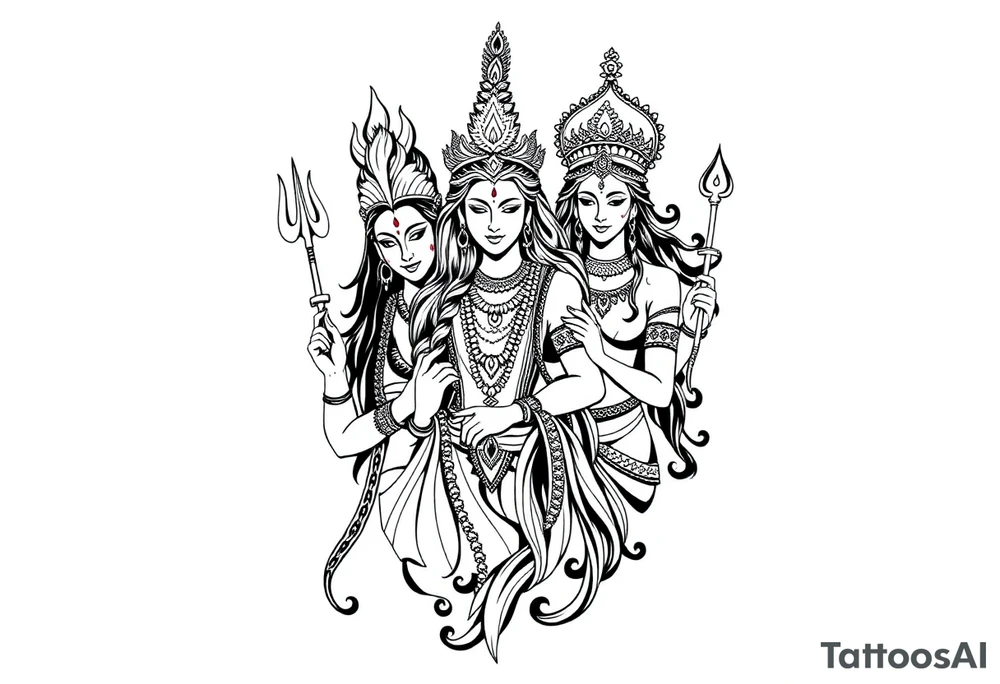Lord Shiva, Godess Kali, Godess Lilith Together tattoo idea