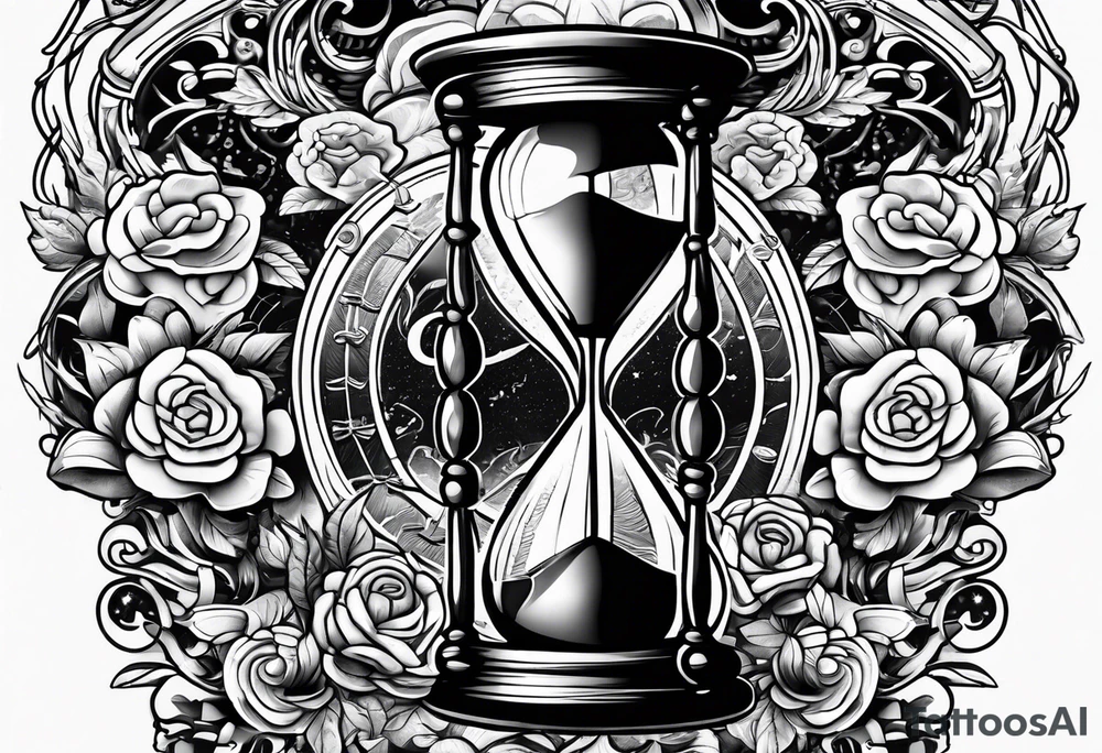 Hourglass with brain inside tattoo idea