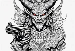 Demon with gun tattoo idea