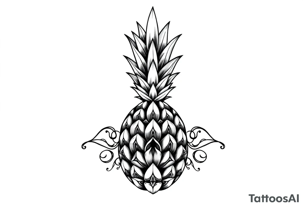 Majestic crown pineapple vagina, anus tattoo idea