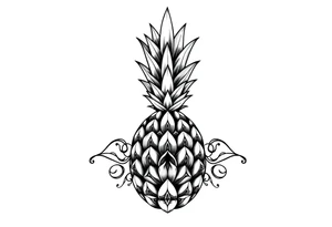 Majestic crown pineapple vagina, anus tattoo idea