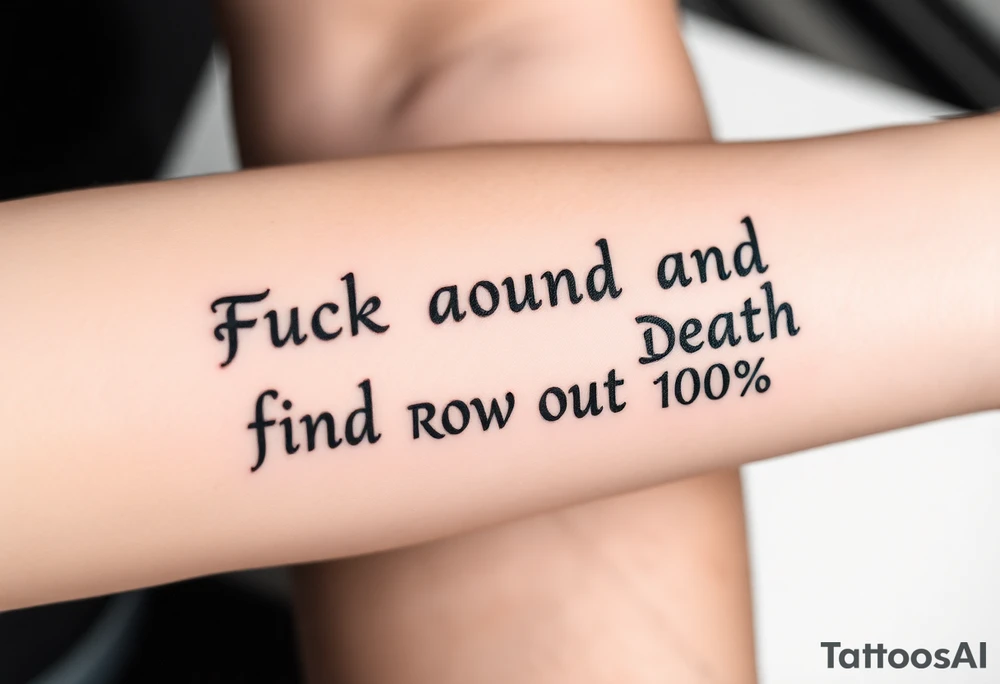 Fuck
     Around
           And          Death
                Find            Row  
                      Out      100% tattoo idea
