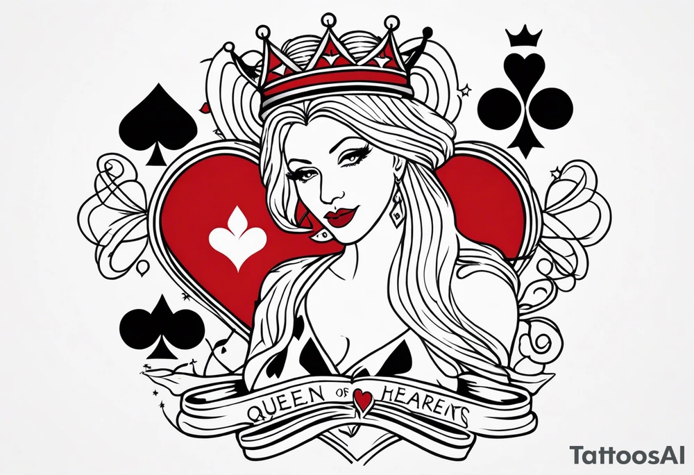 queen of hearts -on forearm - with text saying "queen starleen" tattoo idea