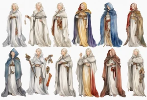 medieval Helen Mirren dressed in white cloak tattoo idea