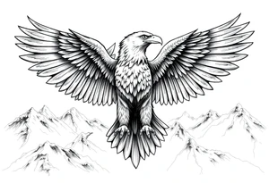 majestic eagle spreading wings against mountain peaks 

In the eagles wings put these names. 
Isabella 
joeseph
Anthony tattoo idea