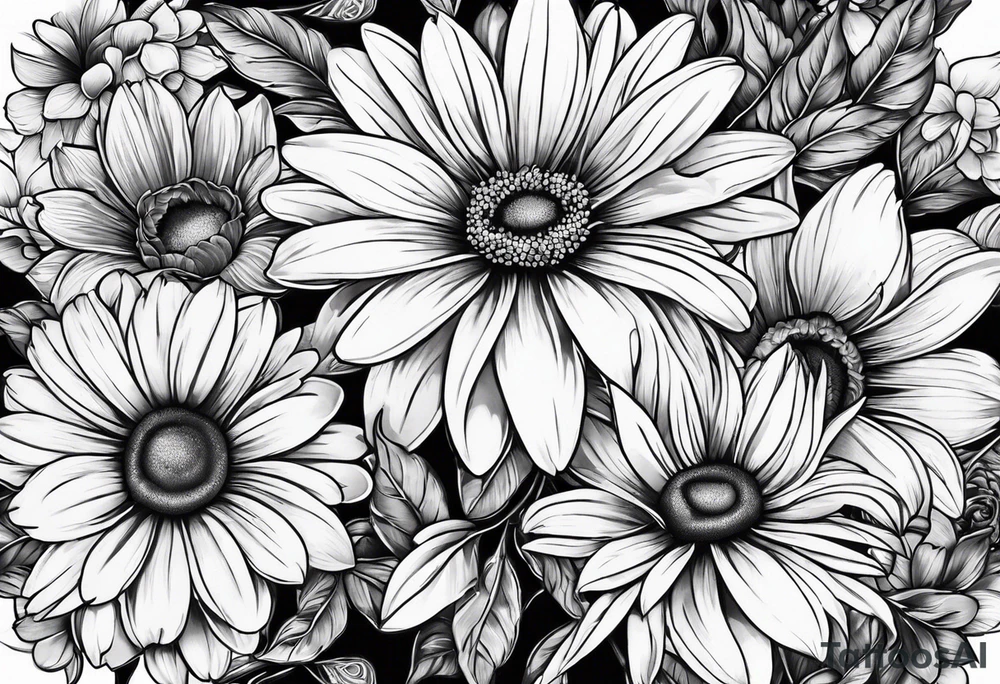 Daisies, roses tattoo idea