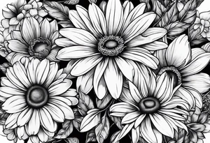 Daisies, roses tattoo idea