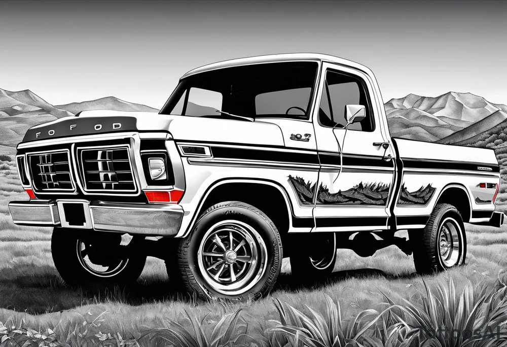 1974 ford f-100 in field tattoo idea