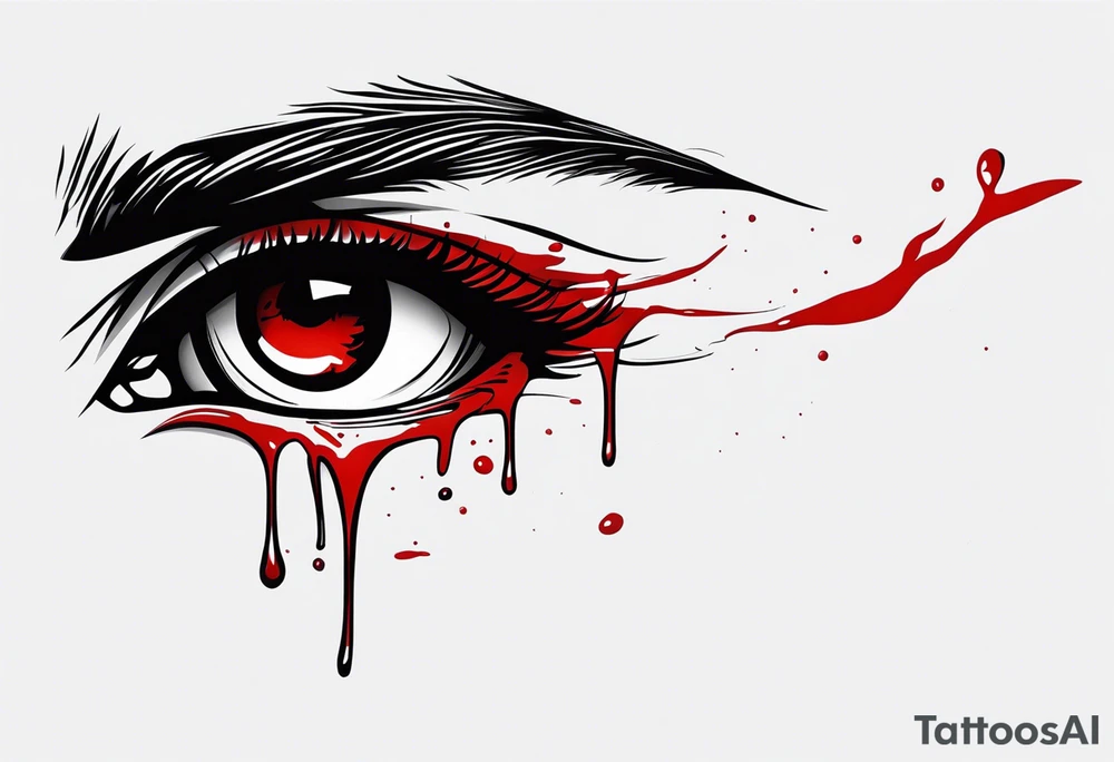 Bloody tear flow to down from eye sleeve tattoo tattoo idea