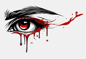 Bloody tear flow to down from eye sleeve tattoo tattoo idea