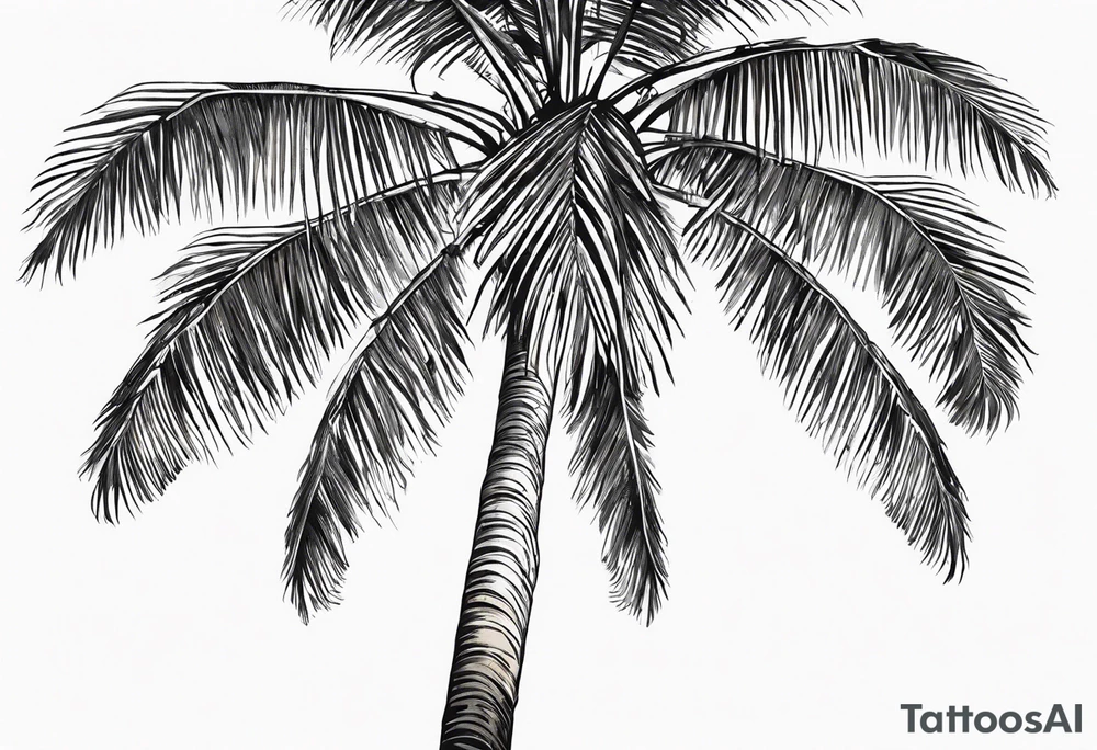 tall solitary royal palm tree tattoo idea