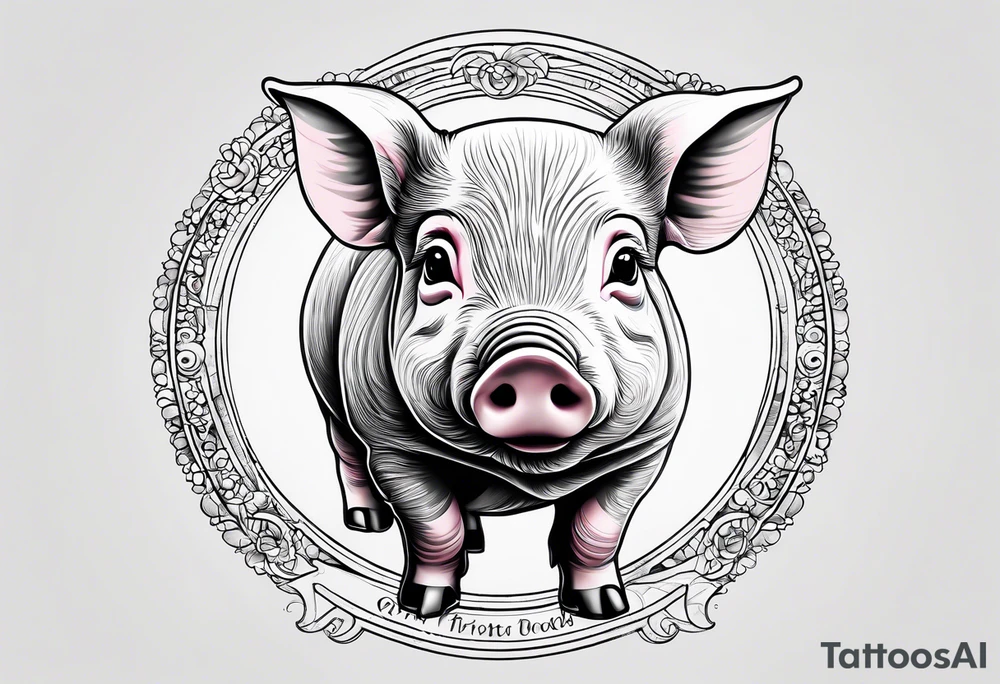 cute piglet.
with text: "friends not food" tattoo idea