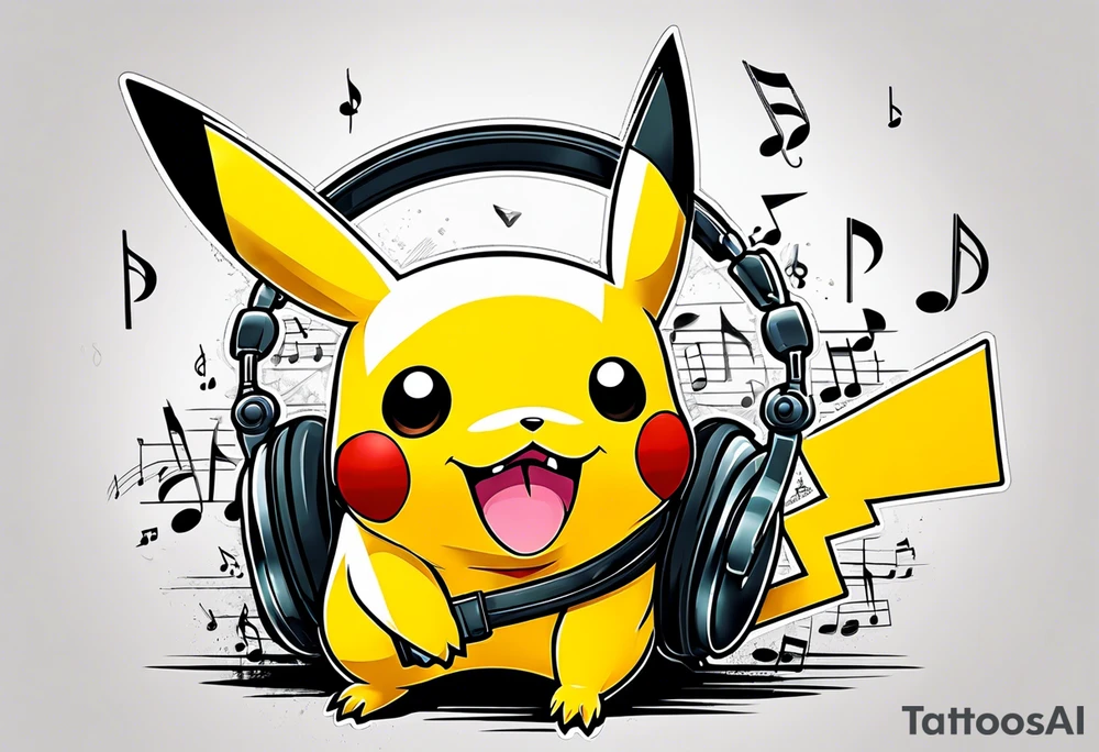 Musical pickachu tattoo idea