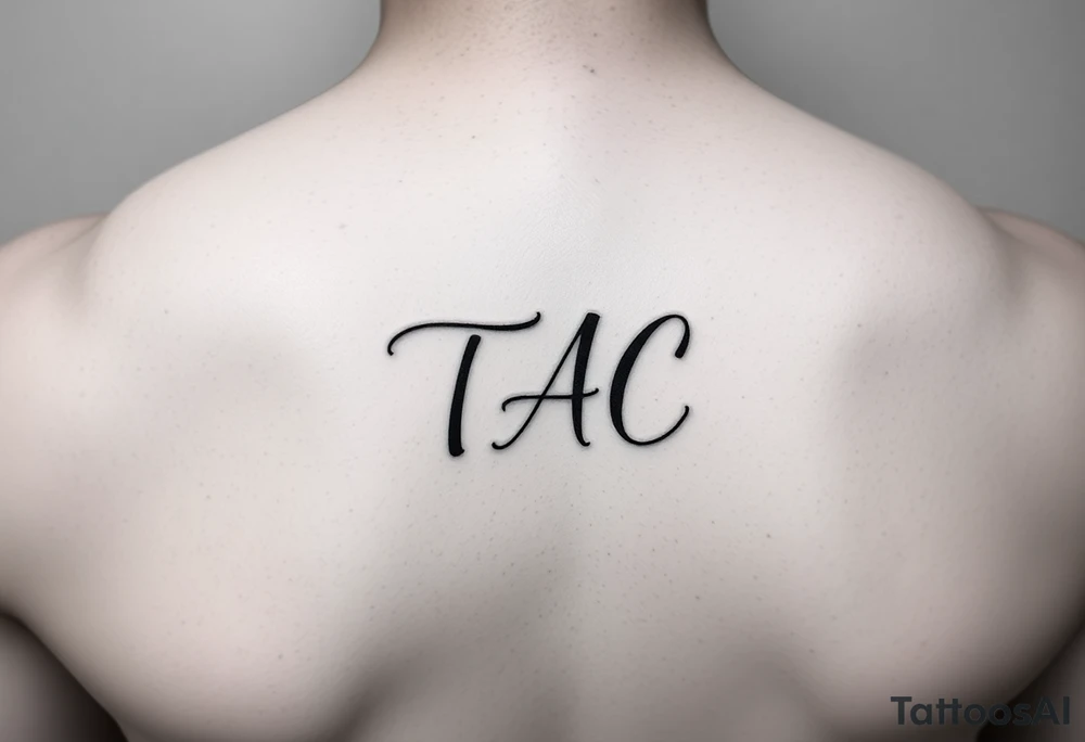 The initials TAC in small dainty writing tattoo idea