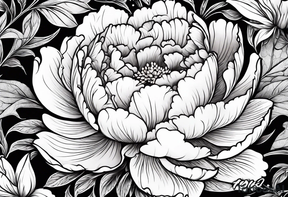 Peony and dove tattoo idea