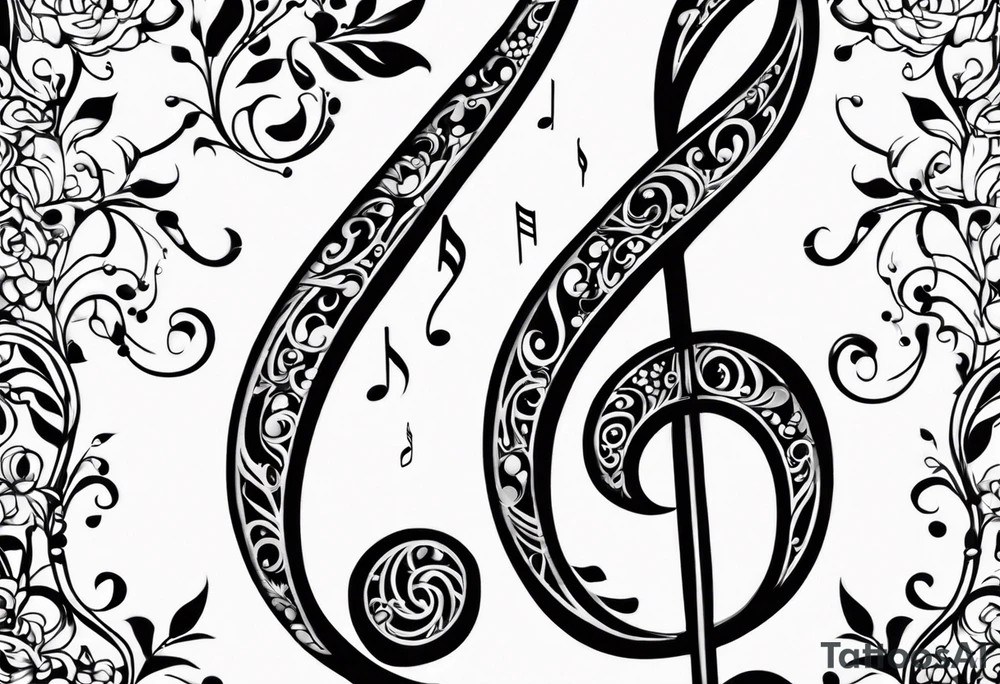 music note sleeve tattoo idea