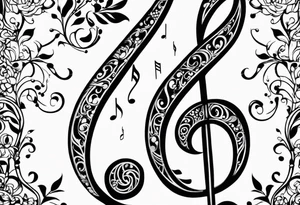 music note sleeve tattoo idea