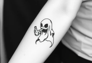 Cute ghost smoking a bong tattoo idea