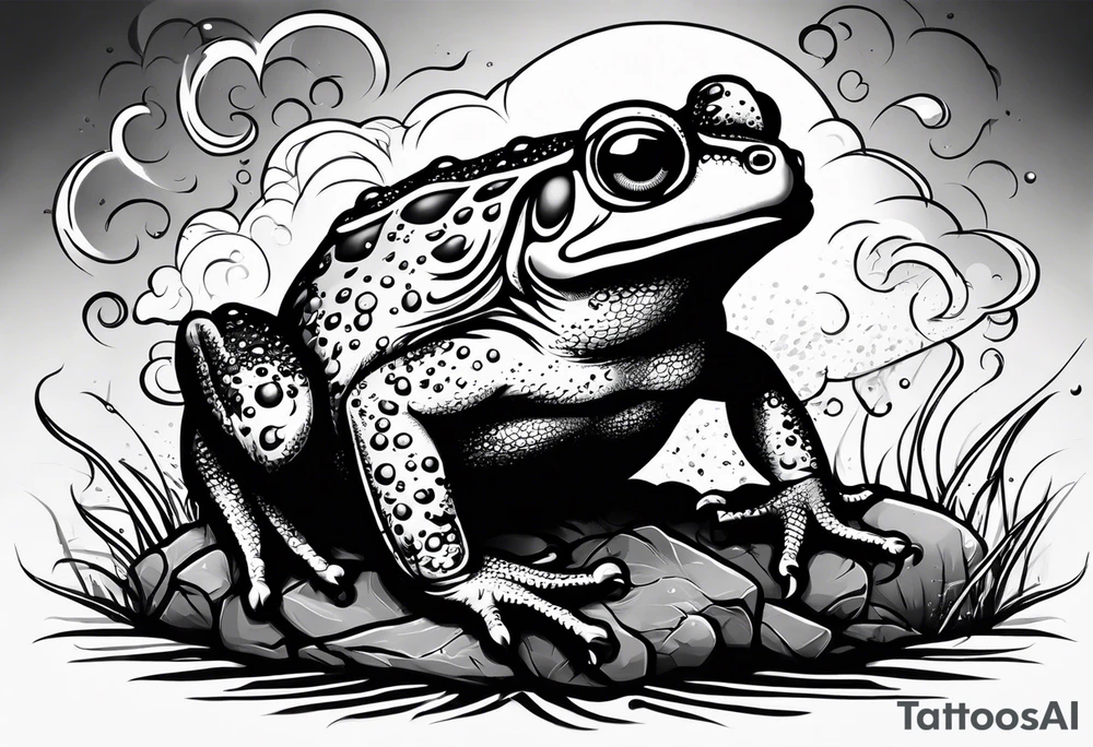 A toad in a thunderstorm tattoo idea