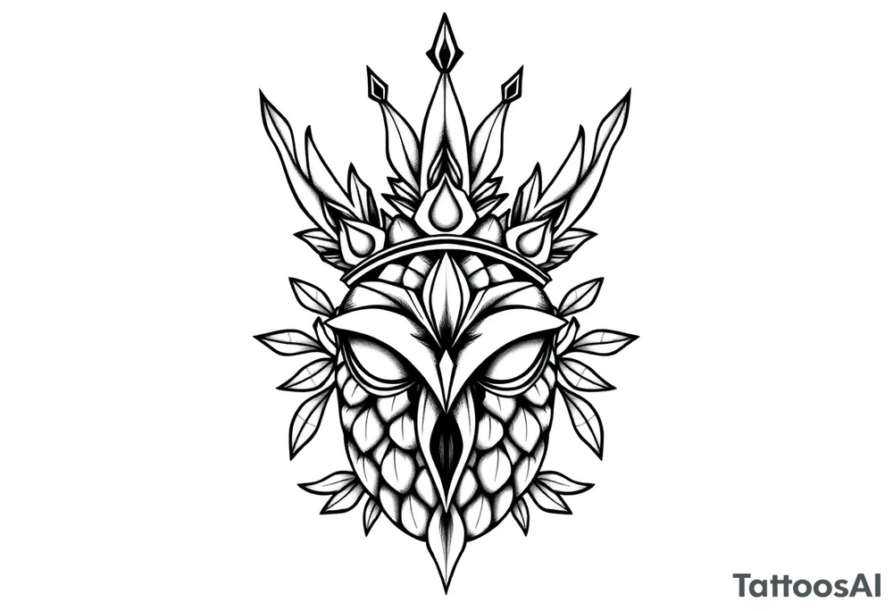 Majestic crown pineapple vagina and anus tattoo idea