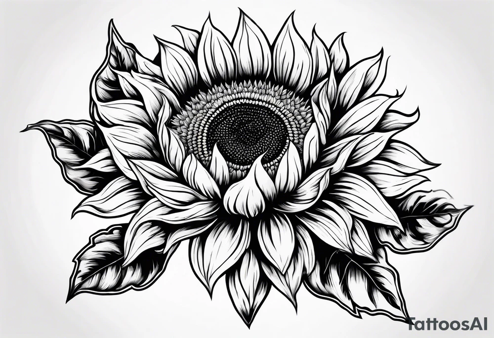 Sunflower outline tattoo idea