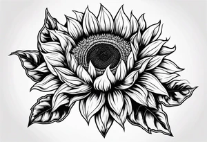 Sunflower outline tattoo idea