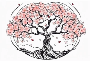 Mother Earth Tree with cherry blossoms tattoo idea