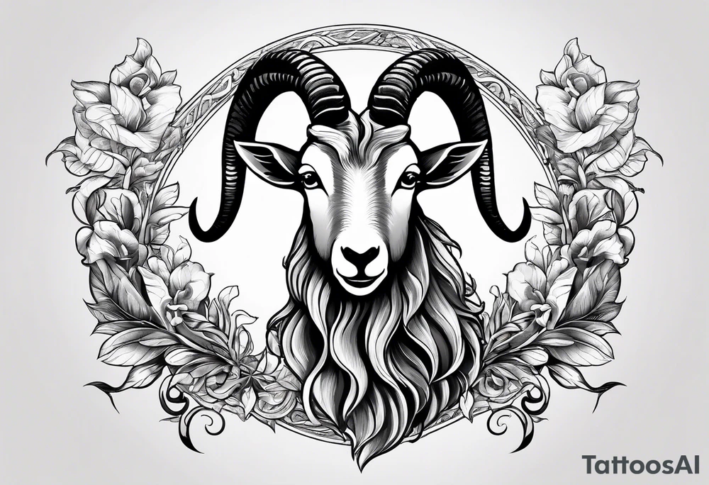 Image of a goat combined with a Snake. The 2 pairs of horns are the snake. tattoo idea