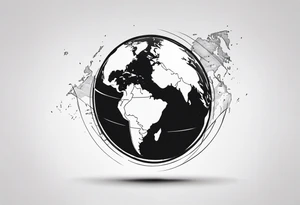 sphere breaking with world map tattoo idea