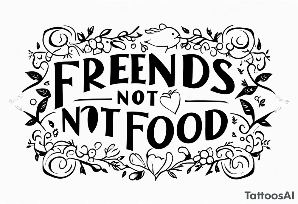"friends not food"
vegan tattoo tattoo idea